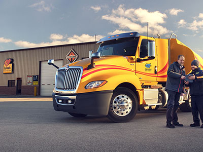 loves tanker truck in front of loves navistar service center