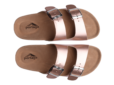Rose gold leather sandals